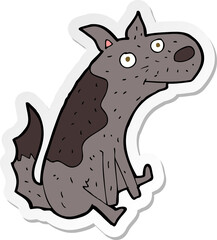 sticker of a cartoon sitting dog