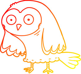 warm gradient line drawing cartoon owl