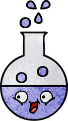 retro grunge texture cartoon test tube