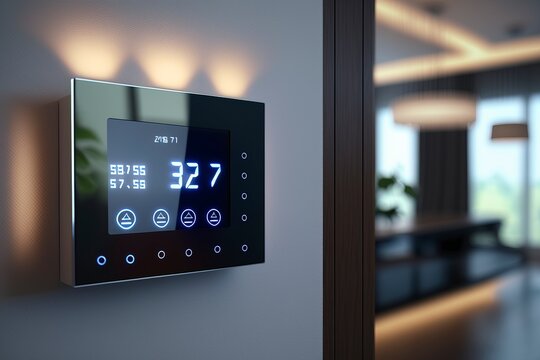 Modern smart home and control panel.AI technology generated image