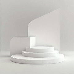 3D podium display product minimalis color white