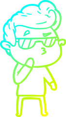 cold gradient line drawing cartoon cool guy