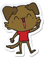 sticker of a happy little dog cartoon