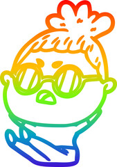 rainbow gradient line drawing cartoon annoyed woman