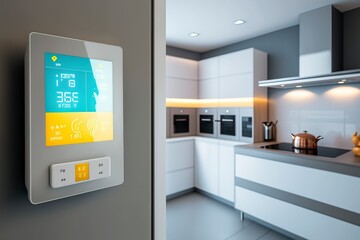 Smart house modern kitchen interior.AI technology generated image