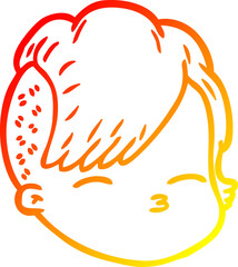 warm gradient line drawing cartoon female face