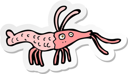 sticker of a cartoon shrimp