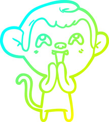 cold gradient line drawing crazy cartoon monkey
