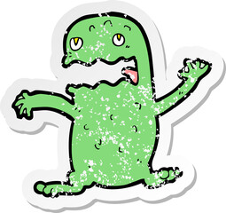 retro distressed sticker of a cartoon funny frog