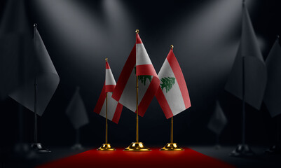 The Lebanon national flag on the red carpet