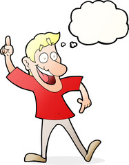 cartoon man with great idea with thought bubble