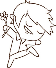 Dating Man Charcoal Drawing