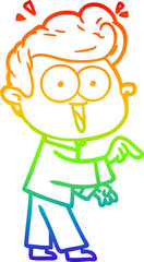 rainbow gradient line drawing cartoon excited man