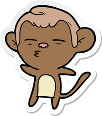 sticker of a cartoon suspicious monkey