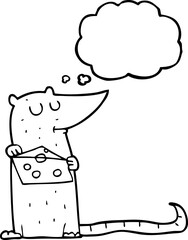 thought bubble cartoon mouse with cheese