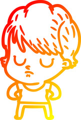 Fototapeta premium warm gradient line drawing cartoon woman