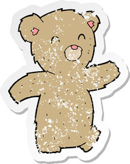 retro distressed sticker of a cartoon teddy bear