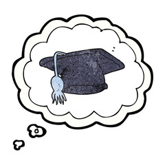 thought bubble textured cartoon graduation cap