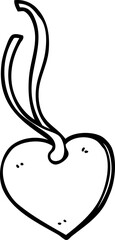 line drawing cartoon heart shaped gift tag