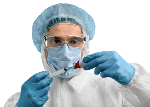 Human hands with injection syringe and vaccine