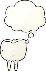 cartoon tooth and thought bubble in smooth gradient style