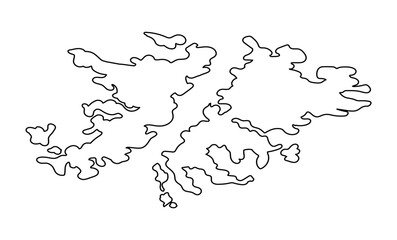MALVINAS ISLANDS, SILHOUETTE UNFILLED, ISOLATED IMAGE OF ISLANDS