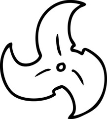 line drawing doodle of a single ninja throwing star