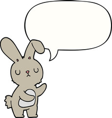 cute cartoon rabbit and speech bubble