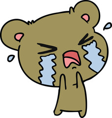 cartoon of a cute crying bear