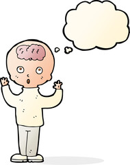 cartoon genius with thought bubble