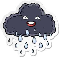 sticker of a cartoon raincloud