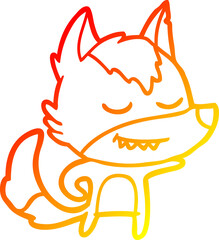 warm gradient line drawing friendly cartoon wolf