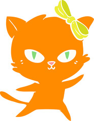 cute flat color style cartoon cat