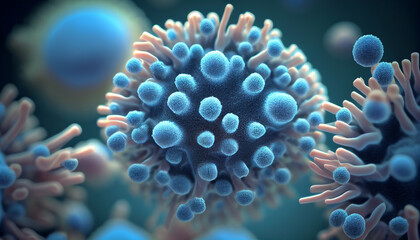 Bacteria and Virus Cells Under Microscope: A Scientific Close-Up. Generative AI