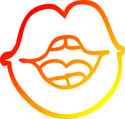 warm gradient line drawing cartoon red lips
