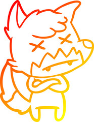 warm gradient line drawing cartoon dead fox