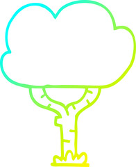 cold gradient line drawing cartoon tree