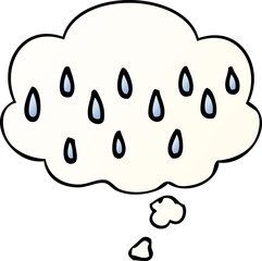 cartoon rain and thought bubble in smooth gradient style