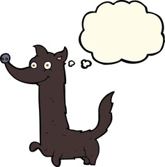 cartoon happy dog with thought bubble