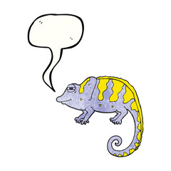 speech bubble textured cartoon chameleon