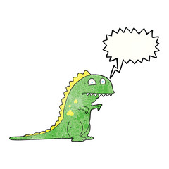 speech bubble textured cartoon dinosaur