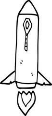 line drawing cartoon space rocket