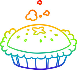 rainbow gradient line drawing hot pie fresh out of the oven