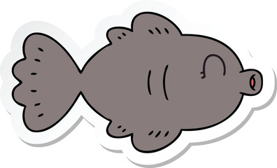sticker of a quirky hand drawn cartoon fish