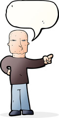 cartoon pointing man with speech bubble