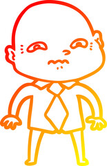 warm gradient line drawing cartoon nervous man