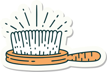 sticker of tattoo style hairbrush