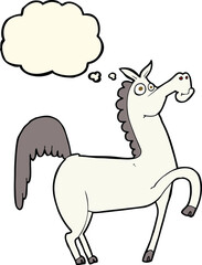 funny cartoon horse with thought bubble