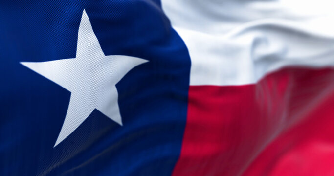 The Texas state flag fluttering in the wind