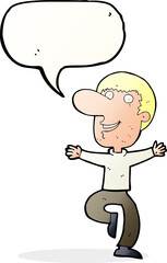 cartoon happy man with speech bubble